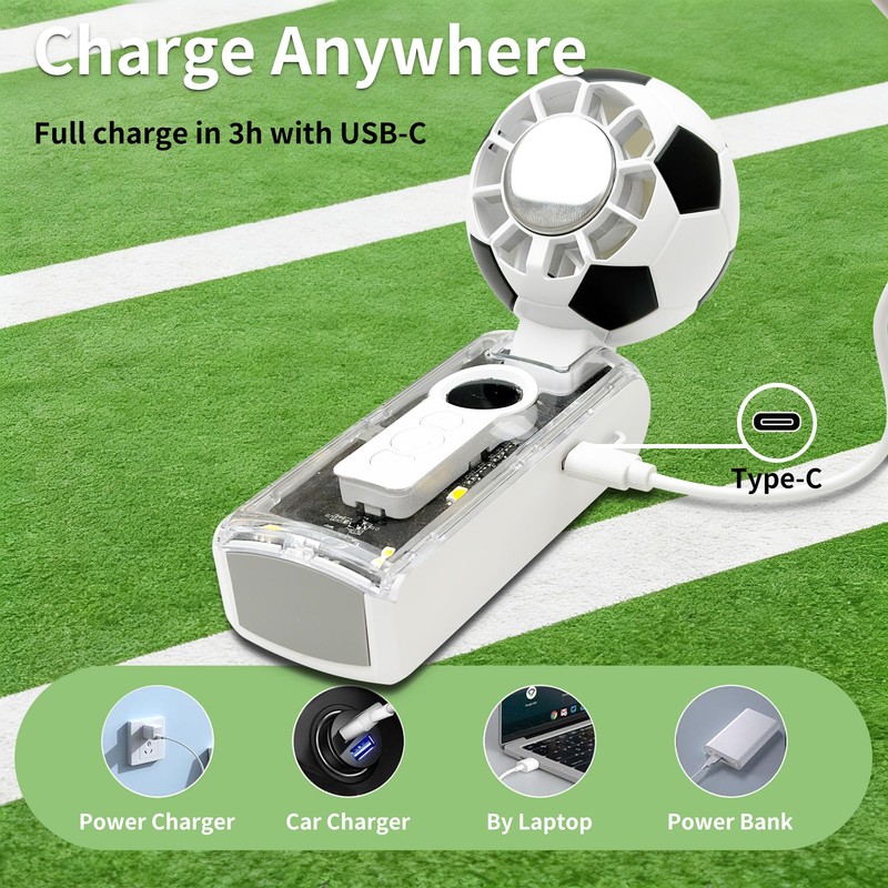 Aprilmin Portable Handheld Turbo Fan with Ice Cooling,rechargeable soccer fan,Powerful