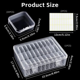 TPTGIAR 30 PCS Bead Organiser Storage Box with Lid, Small Plastic Craft Storage Boxes, 5.5×5.5×2cm Rectangle Craft Box for DIY Diamond Parts Rhinestone