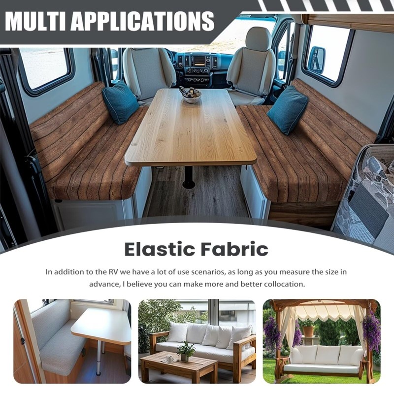 SEANATIVE Wood Grain RV Dinette Cushion Covers Couch Cover 2