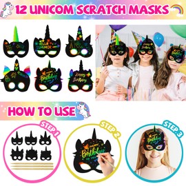 Ambesi Unicorn Party Favors for Girls Kids, Birthday Party Supplies for Girls Gift Bag Mask DIY Sticker Ring Kid Rainbow Unicorn Toys Goodie Bag Stuffers Unicorn Pinata Filler Unicorn Party Supplies