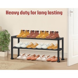 KEETDY Heavy Duty Shoe Rack for Closet Entryway, Stackable Shoe Organizer for Small Space Metal Shoe Rack Shelf Storage for Bedroom, Floor, Outdoor (Black)
