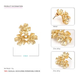Flower Earrings for Women, Cute Flower Plumeria Earrings for Girls, Gold Flower Clusters Stud Earrings Hypoallergenic, Golden Hawaiian Flower Earrings Studs, Flower Floral Petal Bohemian Earrings, Flower Jewelry Gifts Funny Earrings