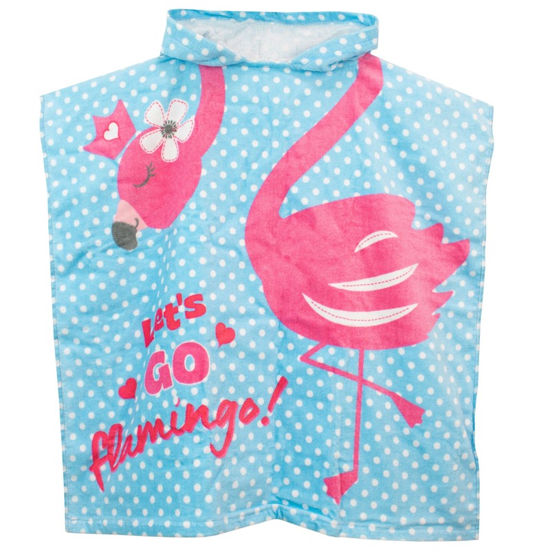 Harry Bear Girls Towel Poncho Flamingo Blue One Size