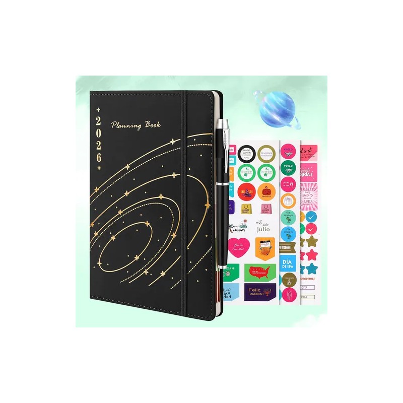 Agenda Diaria 2026 Notebook Planeadora Y Pestañas Mensuales