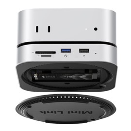 ORICO MiniLink Mac mini M4 Hub with SATA SSD Enclosure, 5Gbps USB 3.0 Port, SD 3.0/TF 3.0 Card Readers, 3.5mm Headphone Jack and Microphone Jack (M410P)