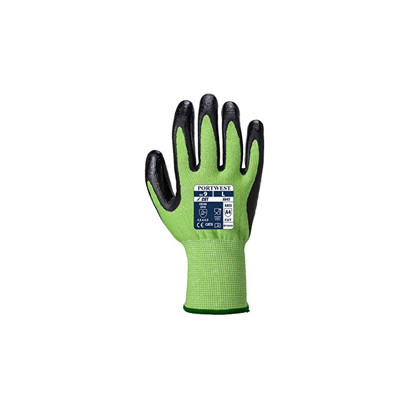 Portwest A645 Cut Resistant Green Cut - Nitrile Foam Green/Black,