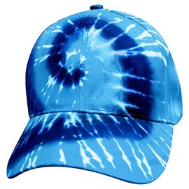 Faded Denim Jeans Look Dark Light Blue Tie Dye Ball Cap 70s Hippy Flower Power Groovy Adjustable Strap