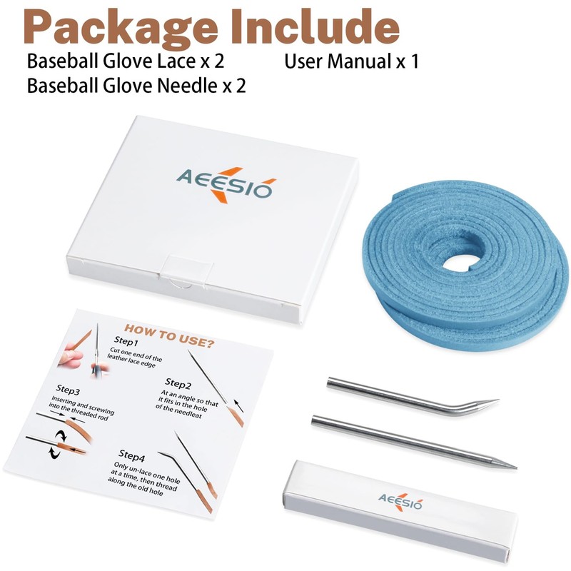 Aeesio Softball Baseball Glove Lace, Mitt Lace Repair Kit Includes