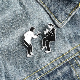 Anime Brooch Cartoon Character Brooch Enamel Pin Set Cartoon Enamel Brooch White Black Lapel Pi n Movie Novel Character Pin Set Alloy Badge Clothes Bag Pin Accessories Men Boys Jewelry Gift