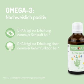 Norsan Alga Omega 3 Algae Oil for Children, 1,000 mg, Omega-3, Vegan, 50 ml