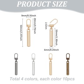 PH PandaHall 40pcs Zipper Pull Replacement 4 Clors Detachable Zipper Pull Tab Repair Zippers Head Handle Mend Fixer Kit for Clothing Jacket Pants Luggage Suitcase Backpack Bags Tents Boots