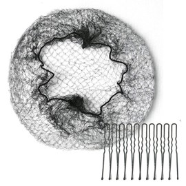 Asiana Net, 60 Pieces, Hair Pins, 10 Pieces, Japanese Instruction Manual Set, Hair Bundling Net, Hair Net, Bundled Hair, Easy Bun Makeup [SUCFORTS] (Large, Long Hair), Black)