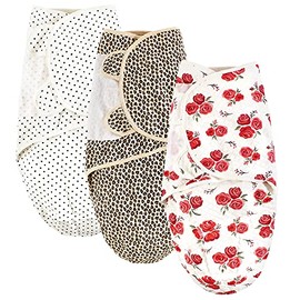 Hudson Baby Unisex Baby Quilted Cotton Swaddle Wrap 3pk, Rose Leopard, 0-3 Months