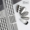 Black and white houndstooth check nail stickers / 블랙앤화이트 하운드투스 체크 네일스티커