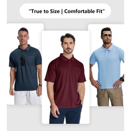 ZITY 7 Pack Mens Polo Shirts with Pocket Moisture Wicking Short Sleeve Outdoor Golf Athletic Work Multipack Shirts
