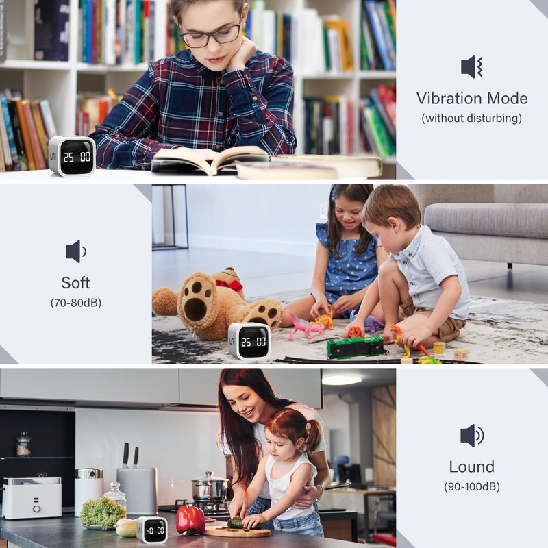 Rotating Pomodoro Timer 5, 25, 10 50 Minutes Preset, Desk