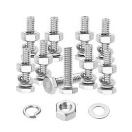 Mr. Pen- Nuts and Bolts Set, 1/4"-20x1, 10 Sets, Stainless Steel, Hex Head Nut and Bolt Set, Flat & Lock Washers