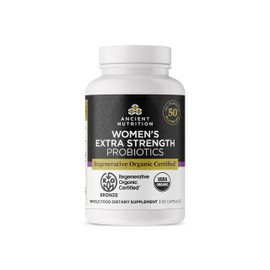 Ancient Nutrition Regenerative Organic Certified Probiotics for Women, Probiotics Women’s Extra Strength, Healthy Digestion and Immune System Function Support, 25 Billion CFUs* Per Serving, 60 Count