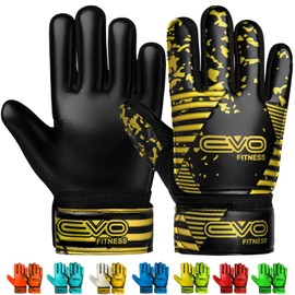 EVO Fitness Goalkeeper Gloves Kids Boys Football Gloves With Premium Grip Youth & Adut Sports Goalie Gloves (Black, Suitable for 4 to 5 Years old Size 2)