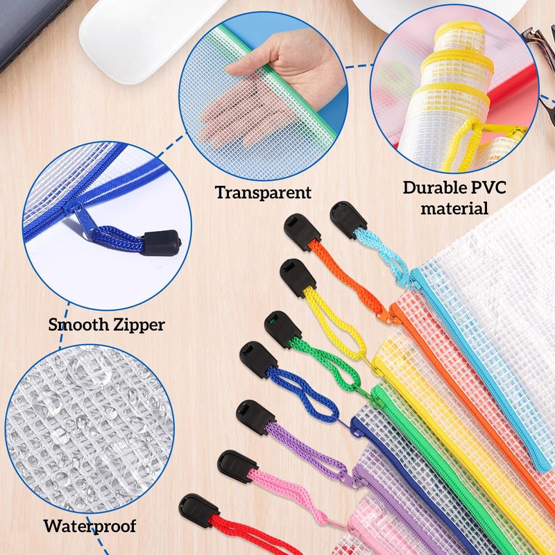 Pack of 36 Document Bags with Zip A4 A5 A6