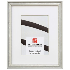 Craig Frames 314WH 20 x 30 Inch Ornate White and Silver Picture Frame Matted to Display a 16 x 24 Inch Photo