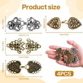 Pack of 4 Vintage Dress Cinch Clips,Jumper Swirl Clip Dress Retro Scarf Cardigan Clip Shawl Collar Closure Shirt Button Brooch Waist Cincher Clip for Girls, Women