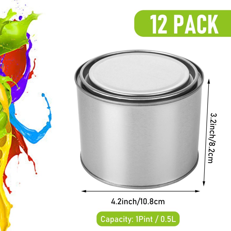 AKOLAFE 12 Pack 1 Pint Paint Cans with Lids Small