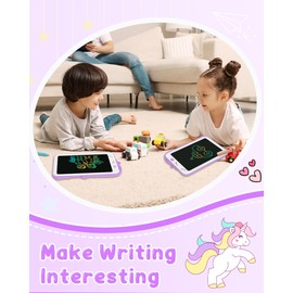 LCD Writing Tablet Unicorn Gifts for Girls: Travel Games for Kids Car Plane Activities Toys for 2 3 4 5+ Year Old Girls Boys Toddlers Birthday Gifts Magic Doodle Pad Board 8.5 Inch