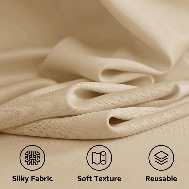 40ftx12ft Beige Backdrop Curtains for Parties, Wrinkle Free Polyester Photo