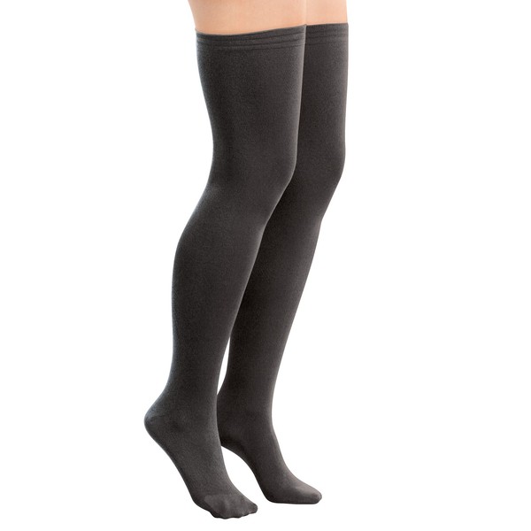 Non-Run Compression Thigh Highs, Black Regular