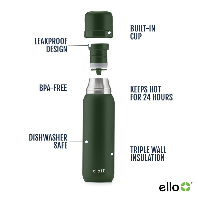 Ello Therma 32oz Insulated Stainless Steel Thermos for Hot &