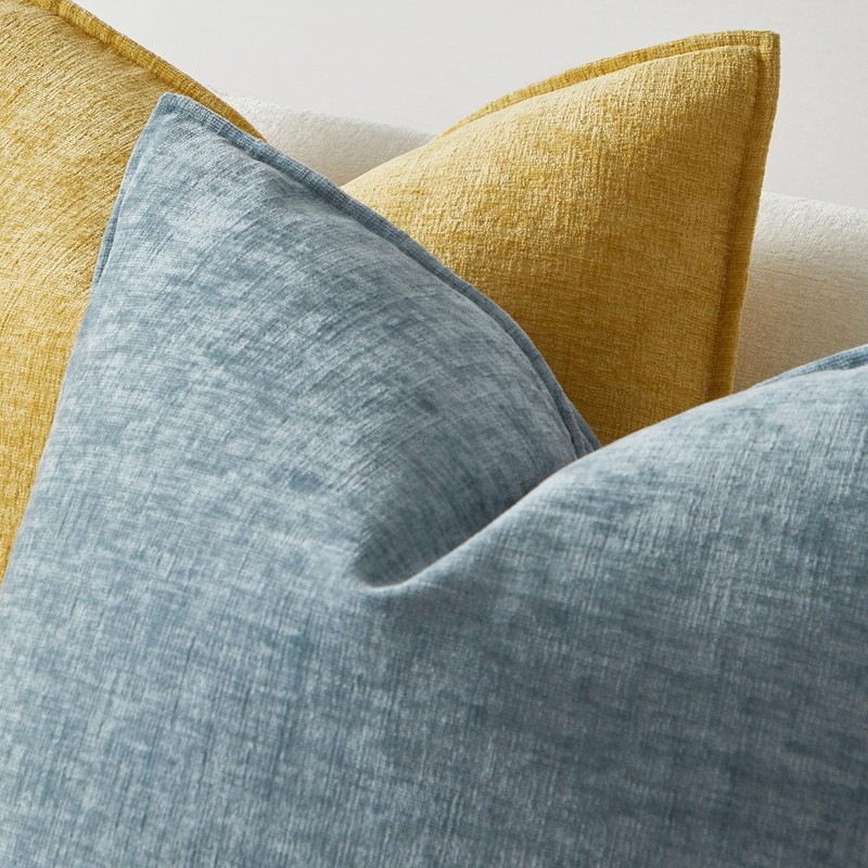 JUSPURBET Light Blue Chenille Throw Pillow Covers 22x22 inch Set