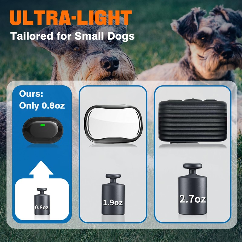 Small Dog Shock Collar with Remote, Lightweight Dog Training Collar