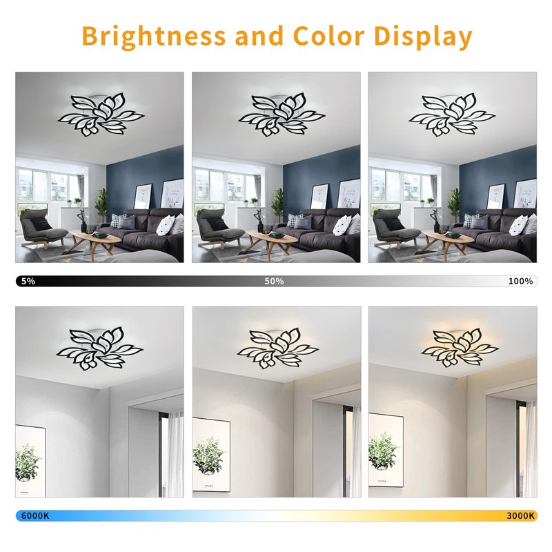 Garwarm LED Ceiling Light, Dimmable Modern Flower Shape Flush Mount