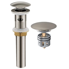 Yodel Faucet Bathroom Sink Drain with Overflow - 1 1/2" Drain Opening - Pop Up Vessel Vanity Drain with Anti-Clogging Hair Catcher Basket,Brushed Nickel,Y1383Y-BN