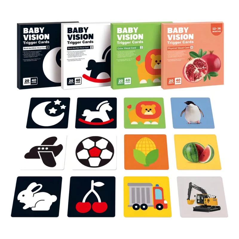 Tarjetas Estimulacin Visual Montessori Beb 0-36 Meses 80 Piezas Alto