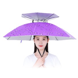 Fishing Hats Double Rainy Umbrella Anti UV Rainproof Sun Protection Fishing UmbrellasPurple