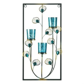 Peacock Rectangular Three-Candle Wall Sconce