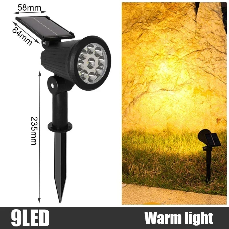 9-LED RGB Solar Spot Lights for Outdoor Landscaping – IP65