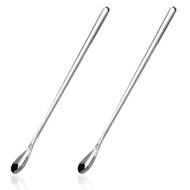 Abeillo 2Pcs Crested Gecko Feeding Spoon, Stainless Steels Reptile Spoon, 7.6 Inch Long Handle Crested Food Feeding Spoon for Gecko Lizard Gargoyle Bearded and Other Small Animals