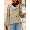 Tankaneo Womens Short Trench Coat Oversized Double Breasted Stand Collar