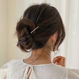 Paquete de 40 palos de pelo lacios largos de metal dorado y plateado de 6 pulgadas para cabello lacio, lápiz de hierro, púas para el cabello, horquillas para barra de aguja, horquillas para el pelo, chal simple y rápido, soporte para moño, manualidades, 