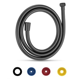 GEFIRE Black Shower Hose 2 m / 79 Inch Shower Hose PVC Shower Hose Hand Shower Hose for Shower or Bidet Shower (with Shower Flow Limiter)