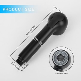 Shower Head Water Saving with 2 Jet Types and Shower, Shower Head Kitchen Tap, Dish Rinser Replacement Head Tap Kitchen for Dishwashing in the Kitchen, Bathing in the Bathroom (Black)