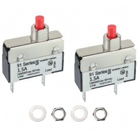 EPLZON 1.5A 1.5 Amps 125/250V AC 50V DC Manual Reset Push Button Thermal Circuit Breaker Overload Protection Quick Connect Terminals Switch for Upright Vacuum Cleaner(2Pack)