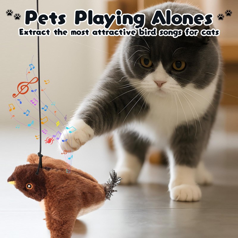 Pureadee Flappy Chase Cat Toy, 2026 New Interactive Chirping Flying