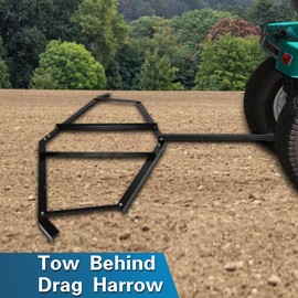 KUAFU Tow Behind Drag Harrow 72" Width W/Pin Style Driveway Grader Compatible with ATV UTV Garden Lawn Tractor Adjustable Center Bars 50 Lbs
