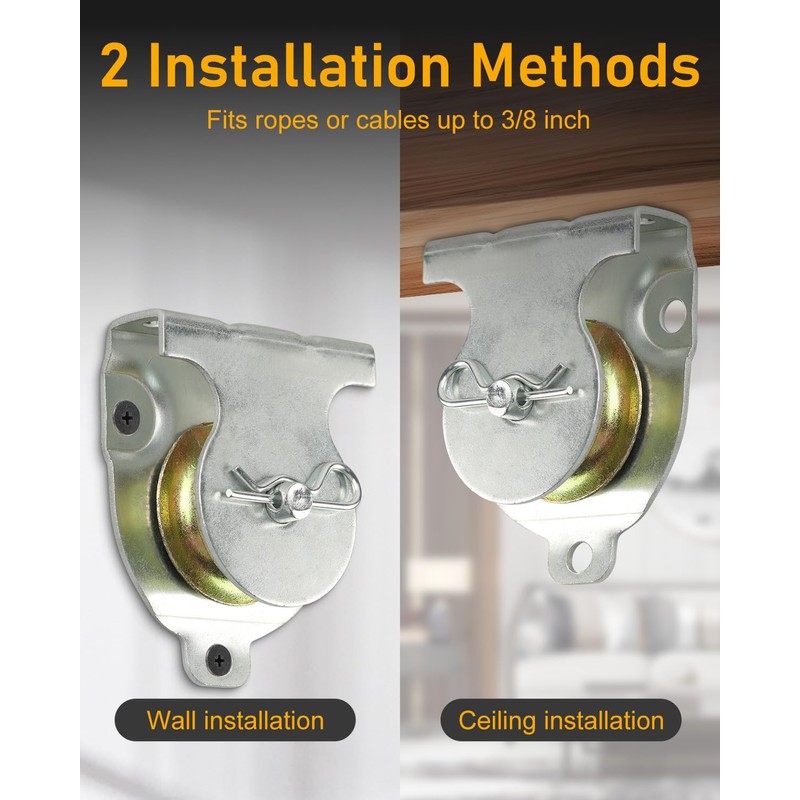 ZORUNNA 12 Pcs Wall Mount Pulley, 1-1/2" Ceiling Mount Pulley