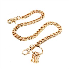 UNIQSUM Soft Cut Curb Cuban Link wallet chain Swivel Trigger snap Biker Punk Key chain (Gold)
