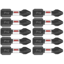 BOSCH ITPH21B 10-Pack 1 In. Phillips #2 Impact Tough Screwdriving Insert Bits